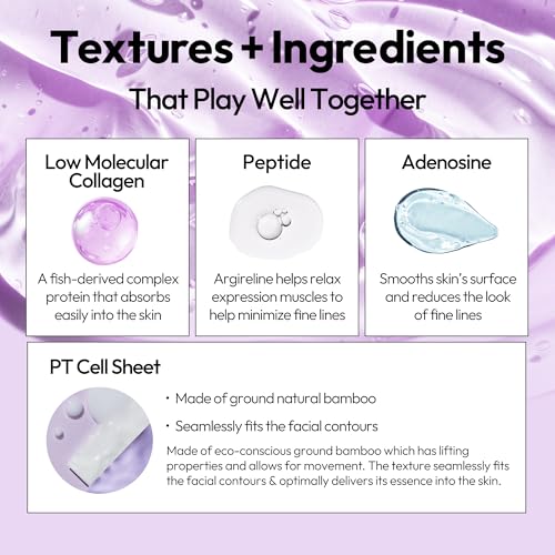 LAPCOS Collagen Sheet Mask, Firming Daily Face Mask with Collagen Peptides for Anti-Aging, Helps to Minimize Wrinkles, Restores Skin Elasticity & Firmness, Hydrating, Korean Beauty, 5-Pack