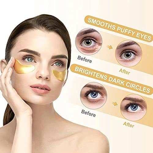 SHUIKU 24K Gold Under Eye Patches for Dark Circles & Puffiness – Korean Masks for Bags & Fine Lines – Hydrating Eyes Bag Treatment for Men & Women – Collagen Eye Mask for Wrinkles & Tired Eyes