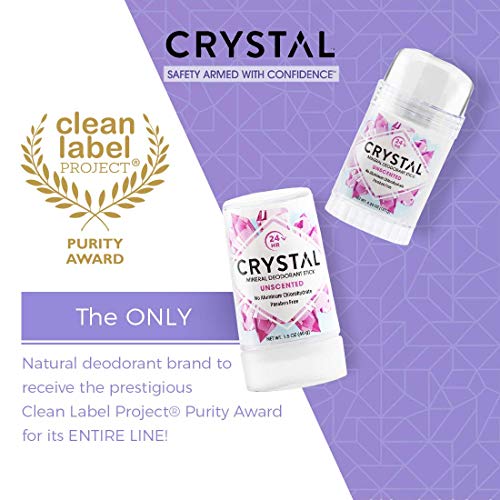 CRYSTAL Mineral Deodorant Stick - Unscented Body Deodorant With 24-Hour Odor Protection, Non-Staining & Non-Sticky, Aluminum Chloride & Paraben Free, 4.25 oz, (2 Pack) (Packaging May Vary)