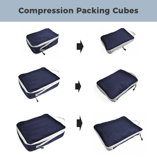 AUXDIQ 3 PCS Compression Packing Cubes for Suitcase Travel Luggage Organizer Bags Set Packing Organizers Compression Suitcase Bag Travel Essential Bag