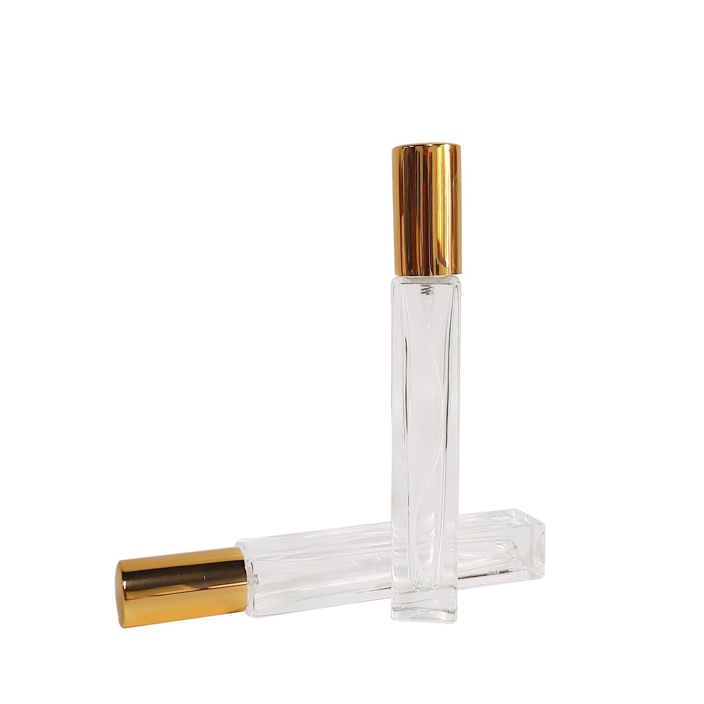 AGENIZ 8PCS 10ml Perfume Refill Glass Mini Portable Travel Glass Square Spray Bottle, Essential Oil Sample Bottle (10ML/Gold)