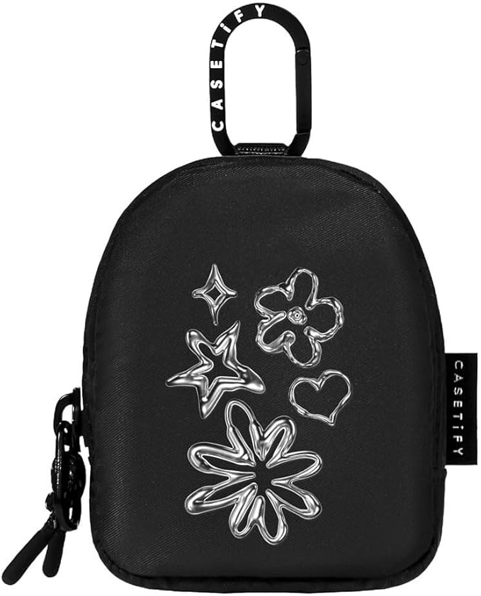 CASETiFY Earbuds Pouch - Chrome Doodles - Black