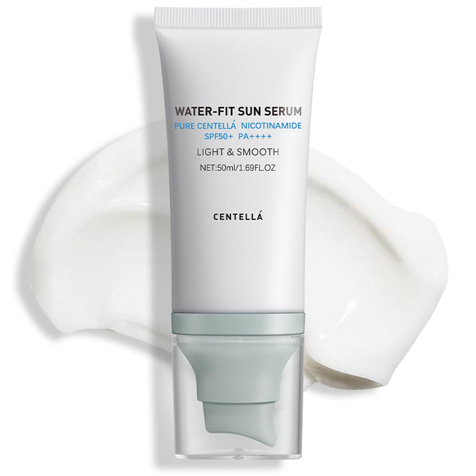 Centella Sunscreen SPF 50 PA++++, Korean Sunscreen Water-Fit Sun Serum, Face Sun Screen Long-Lasting, Hydrating & Non-Greasy Sun Protection for Sensitive Skin, Reef-Safe & Fast-Absorbing