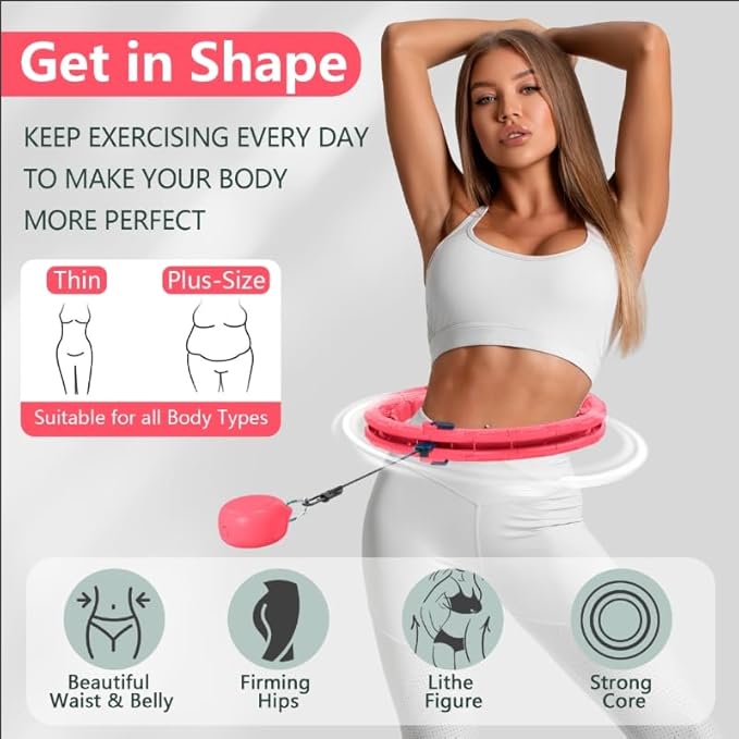 30/12 Knots, Upgraded Magnetic Lock Weighted Hula Hoop for Adults Weight Loss, Infinity Hoop Plus Size, Children Adults Home Outdoors, Fitness Exercise, Abdominal Toner