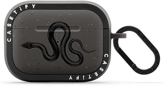 CASETiFY Bounce Airpods Pro (1st/2nd Gen) Case with Ring - Black Kingsnake - Matte Charcoal