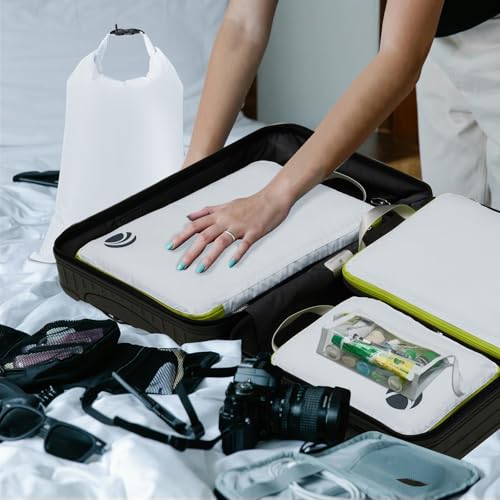 Cipway Compression Packing Cubes, Ultralight Luggage Organizer Bags with Laundry Bags and Clear Toiletries Bag,Travel Essentials for Carry on Suitcase (6 Piece,White)