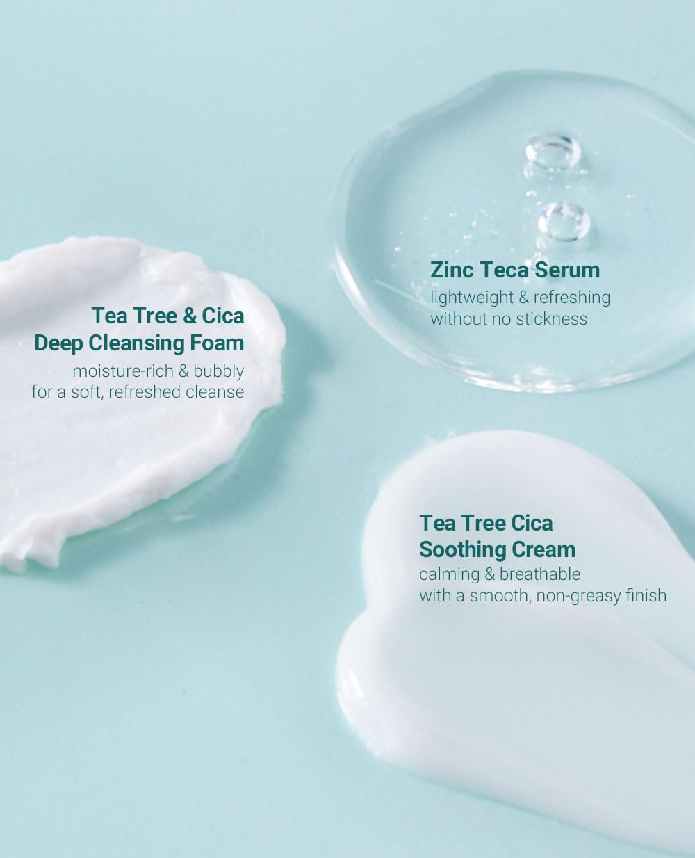 BRING GREEN TEA TREE CICA TRIAL KIT | Travel Size Korean Skin Care Set for Acne-Prone, Sensitive Skin | Zinc Teca Serum, Tea Tree Cica Moisturizer & Deep Cleansing Foam | Hydrating & Oil Control