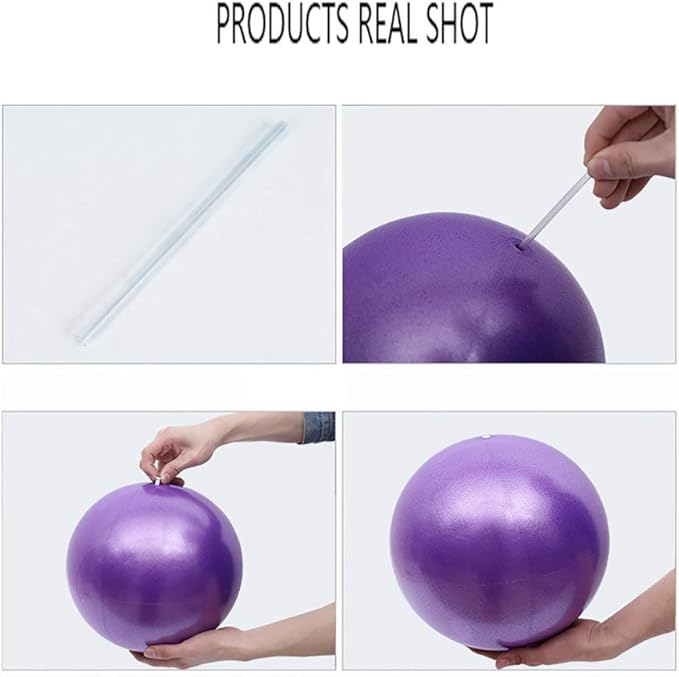 9 Inch Exercise Pilates Mini Yoga Balls Barre for Home Stability Squishy Training Physical Therapy Improves Balance with Inflatable Straw