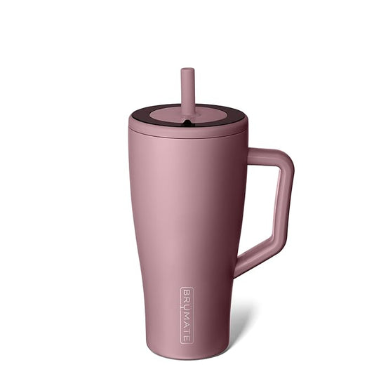 BrüMate Era 30 oz Tumbler with Handle and Straw | 100% Leakproof Insulated Tumbler with Lid and Flexible SoftSip Straw | Made of Stainless Steel | Cup Holder Friendly Base | 30oz (Rose Taupe)