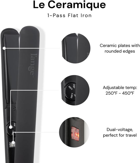 L'ANGE HAIR Le Ceramique 1-Pass Flat Iron Hair Straightener | Fast Heating Ceramic Flat Iron | Best Hot Tools Professional Hair Straightener to Lock in Moisture & Shine | (Black)