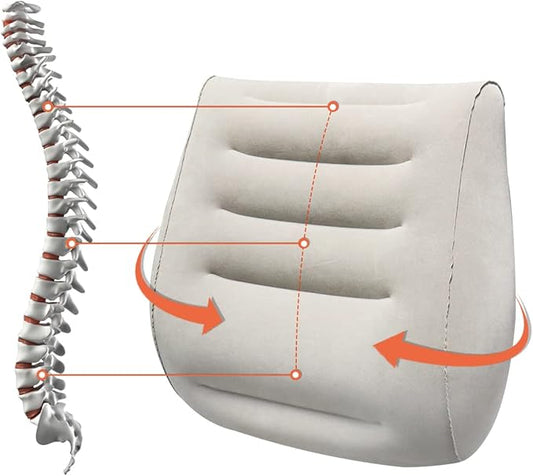 Inflatable Travel Pillow Lower Back Support for Office Chair, 3 in 1 Portable Lumbar Cushion, Wedge and Leg Elevation Pillow, Fast Inflating/Deflation, Ergonomic Inflatable Lumbar Pillow for Airplane