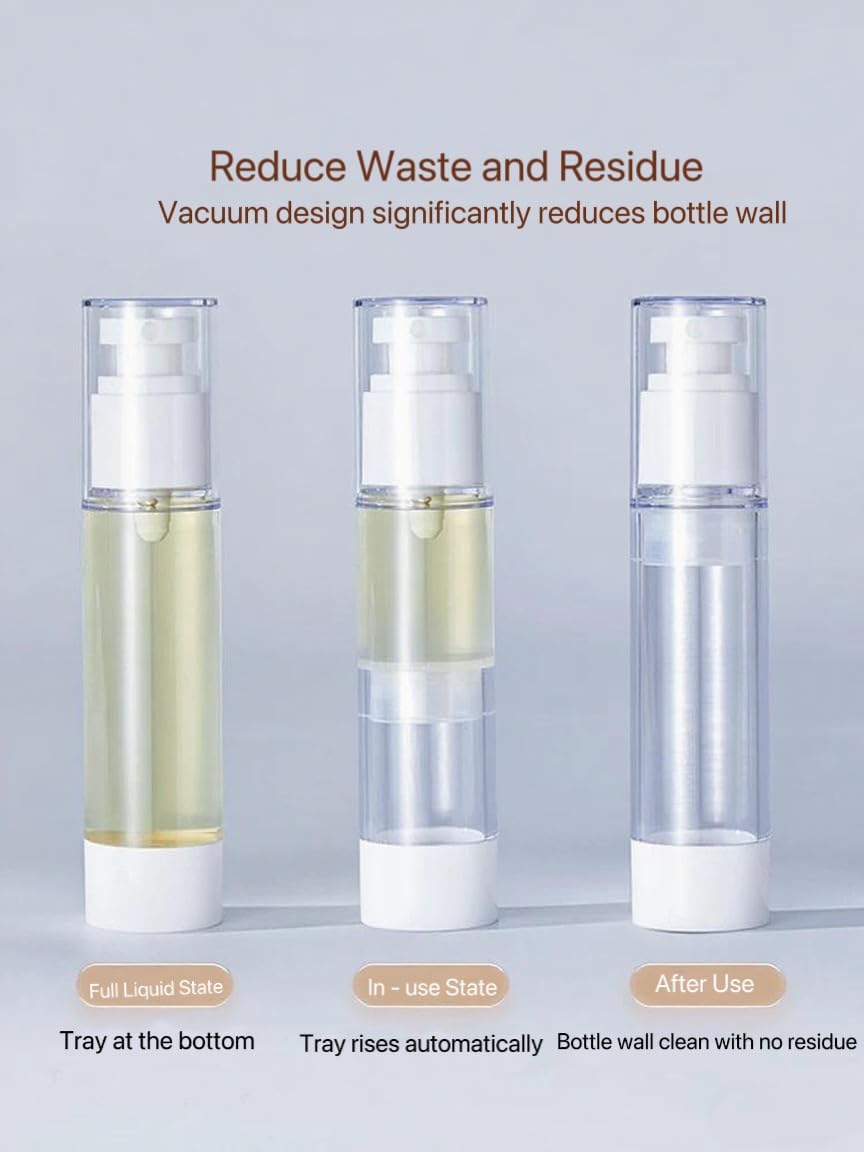 Yumiclub 50MLEmpty Airless Pump Big, 3 Pcs Vacuum Travel, Fine Mist Mini Spray Bottle Refillable Travel Container for Toner Perfume Cosmetic Makeup Water Liquid Makeup Tool