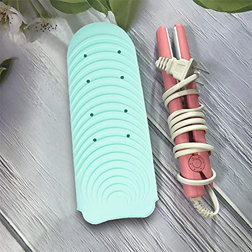 Heat Resistant Mat for Curling Iron, Silicone Flat Iron Mat & Holder for Counter, Portable Travel Curling Iron Mat & Pocket for Hot Hair Styling Tools