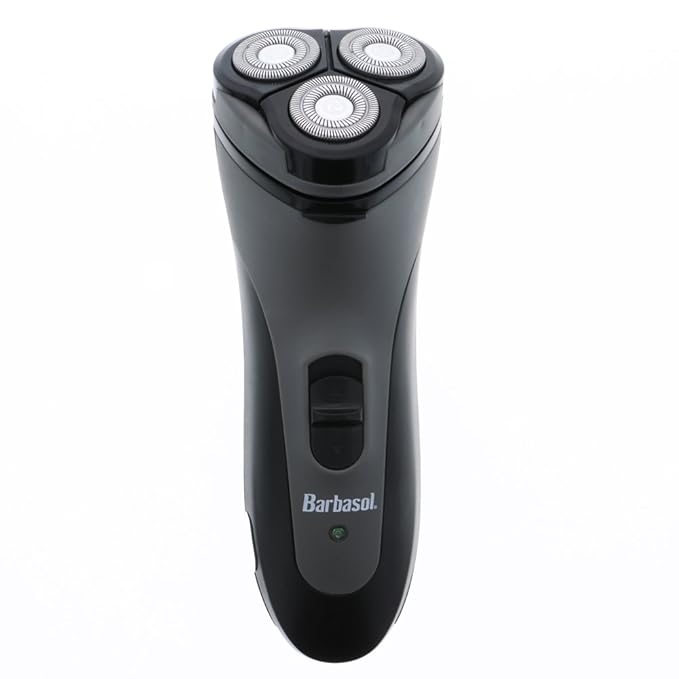 Barbasol Rotary Shaver, Rechargeable Electric Rotary Shaver with Stainless Steel Blades, Pop-Up Trimmer, Wireless Cordless Electric Razor, Close Shave, Full 8 Hour Charge Provides 45 Minute Run-Time