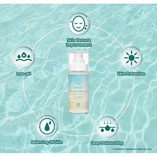 BUVLEY Ceramide Oxygen Face Mist | Low pH, Vegan, Cruelty Free | Hydrating Refreshing Soothing Facial Mist Spray with Antioxidants 2.7 Fl Oz (1)