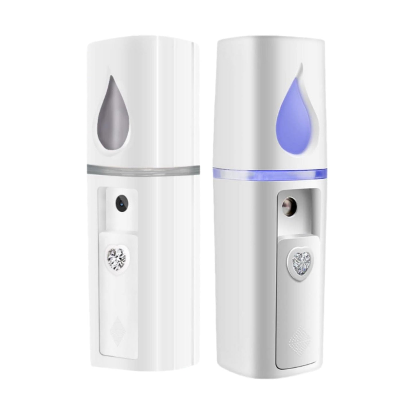2 Pack Nano Facial Mister 20ml Mini Face Humidifier Portable Facial Sprayer USB Rechargeable Handy Skin Care Machine Moisturizing & Hydrating for Face, Makeup, Eyelash Extensions (White + White)