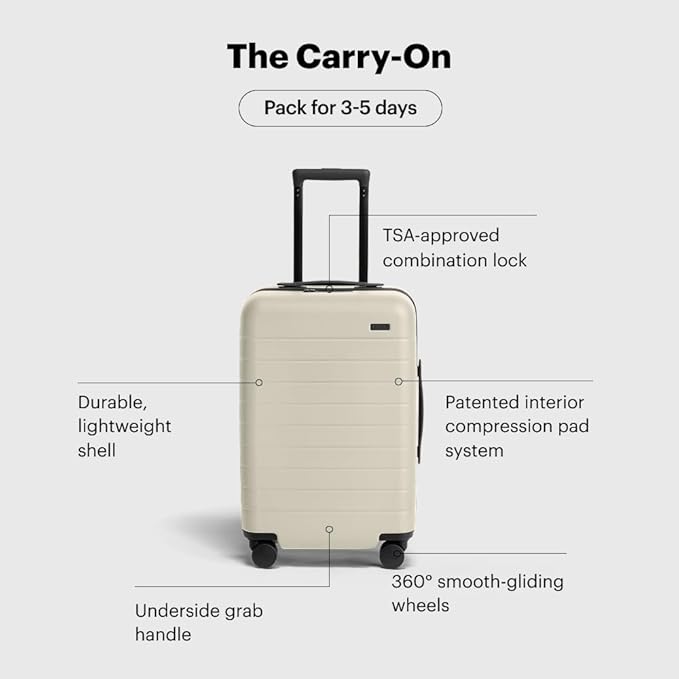Away Carry-On Luggage, Lightweight Hardside Suitcase with Spinner Wheels, 22 Inch Airline Approved, TSA Lock, Salt White Matte