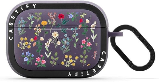CASETiFY Bounce Airpods Pro (1st/2nd Gen) Case with Ring - Spring Botanicals - Matte Deep Purple