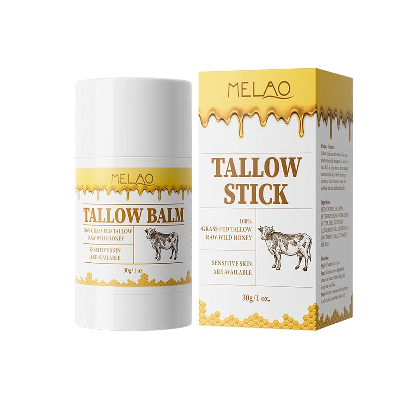 BAISEN DIARY Tallow Balm Stick - Multi-Purpose Moisture Stick for Face & Body, Tallow and Honey Balm for Dry Skin, Lips & Cuticles, Soothing & Hydrating, Beef Tallow Moisturizer