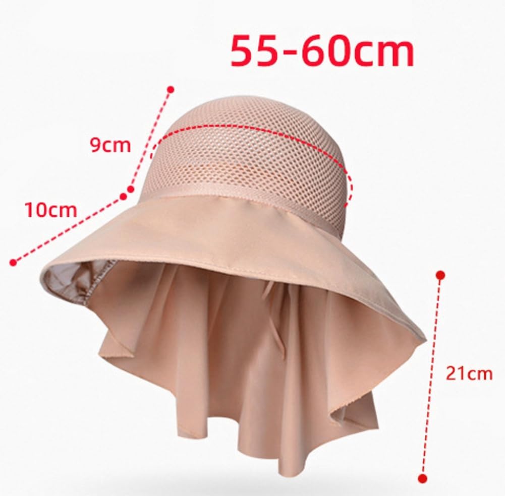 Sun Hat for Women UPF 50+ UV Sun Protection Wide Brim Foldable Summer Beach Bucket Cap with Neck Flap Outdoor Khaki
