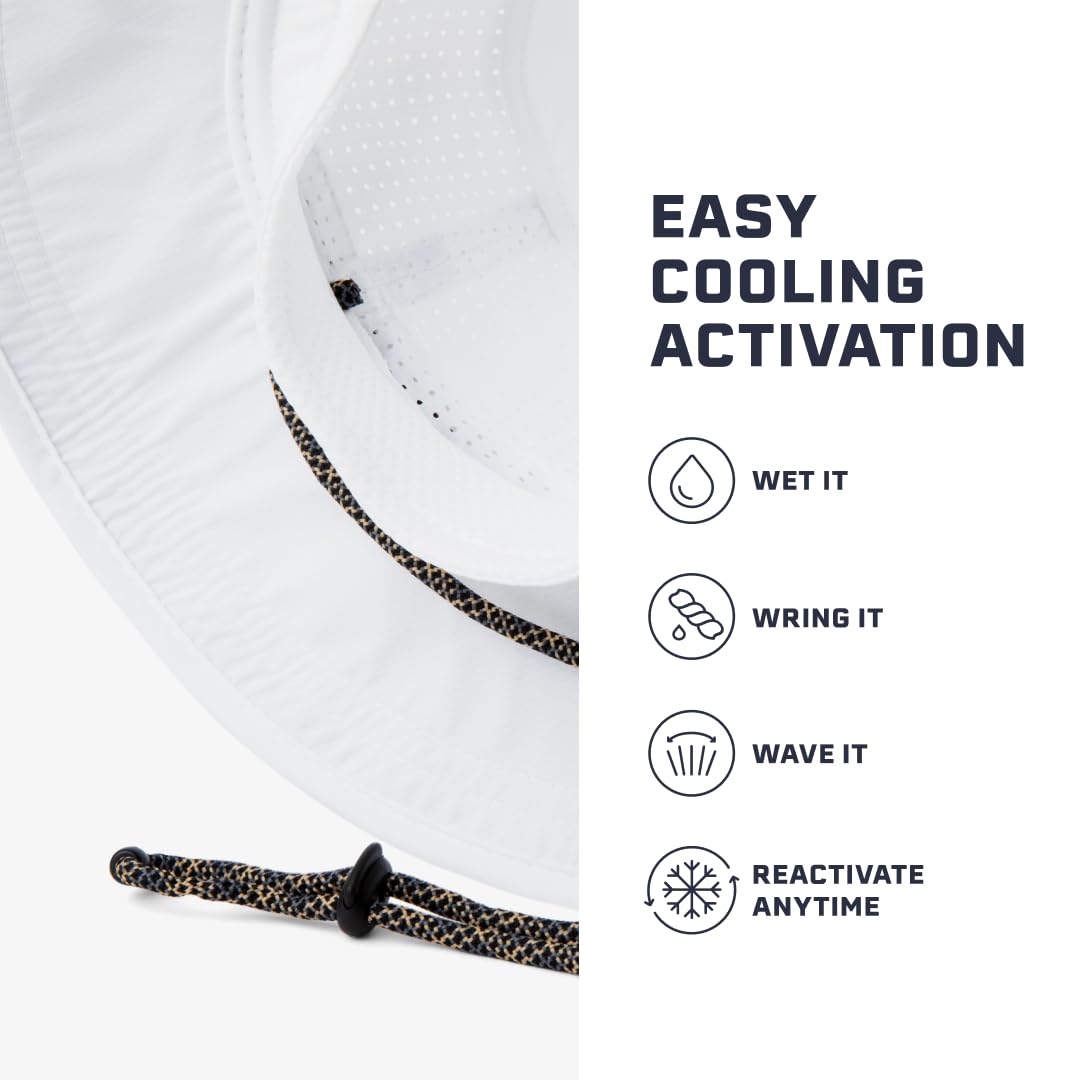 MISSION White Cooling UPF Boonie Hat - Unisex Sun Hat for Hiking, Beach & Fishing - Sweat & Water Activated Technology