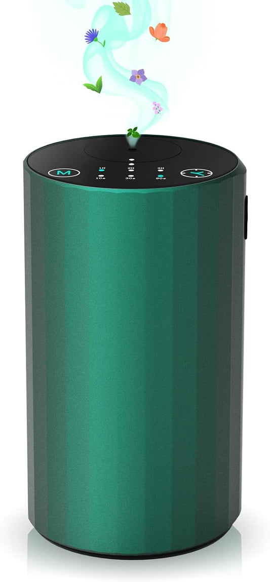 Waterless Essential Oil Diffuser Aromatherapy Scent Diffusers for Home Large Room, Bedroom, Car, Office, Desk, Battery Operated Mini Portable Air Freshener (Green)