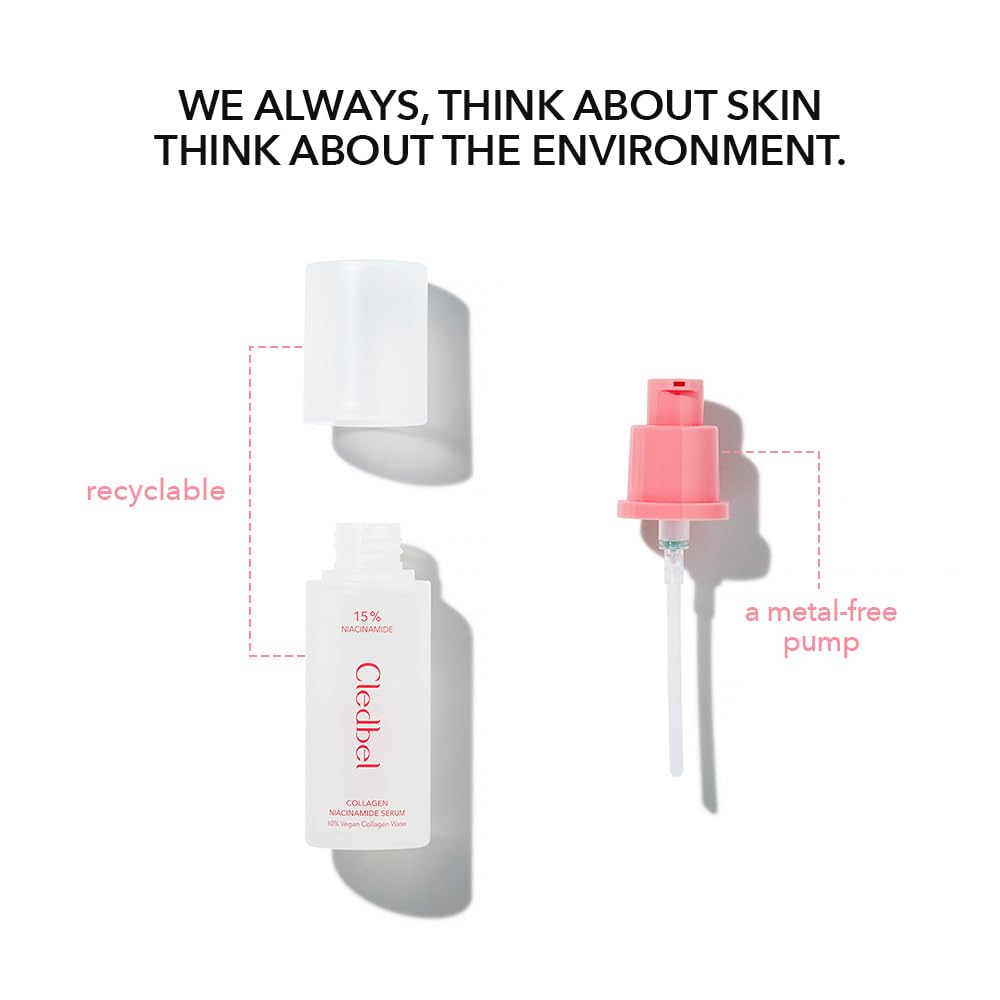 Cledbel Collagen Niacinamide Serum, For Discoloration/Minimizing Large Pores, Niacinamide, Zinc, Peptides & Hyaluronic Acid, Korean Skincare, Paraben-Free, 50ml/1.69 fl oz,