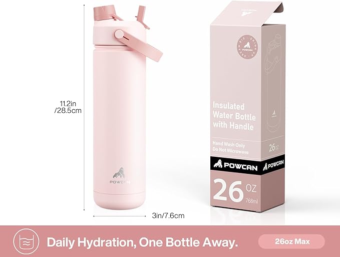 26 oz Insulated Water Bottle with 2-in-1 Straw and Spout Lid, Keep Cold 24H, Leak-Proof, Fits in Car Cup Holder, Stainless Steel Water Bottle for Sports, Travel, and School (Stellar Dream)