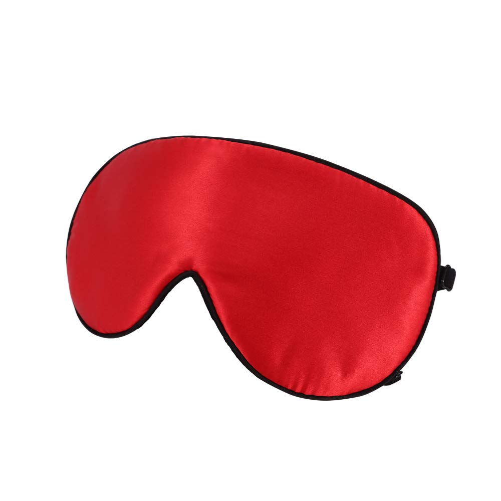 ALASKA BEAR Sleep Mask 2 Straps, Mulberry Silk, Twin Thin Elastic Bands Stay Put All Night, Super-Smooth Slim Eye Mask Two Adjustable Head Strings and Nose Baffle(Red)