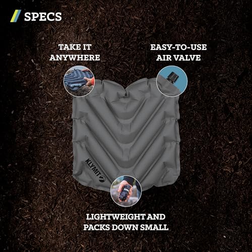 Klymit V Seat, Lightweight Inflatable Travel Cushion, Best for Camping, Bleachers, or Glassing Pad , Gray