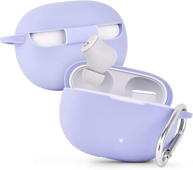 AIRSPO Silicone Case Compatible with Beats Studio Buds Case 2021 Soft Protective Cover for Beats Wireless Earbuds with Keychain (Lilac)