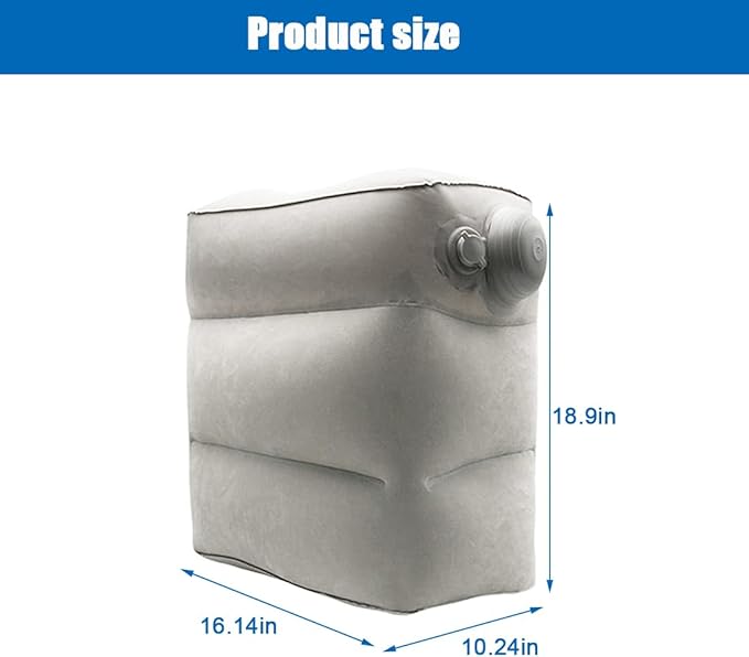 Inflatable Foot Rest for Air Travel,Airplane Travel Foot Rest Adjustable Height,Car/Airplane,Footrest Pillow with Pump for Office,Airplane,Train,Cars,Home