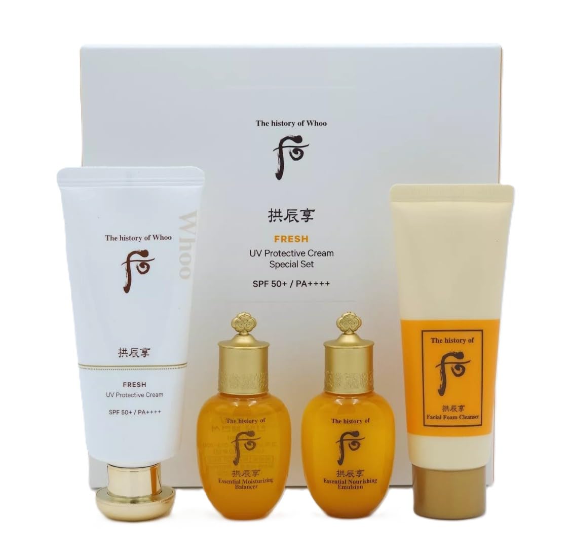 The Whoo Fresh UV Protective Cream Special 4pcs Set SPF 50+/ PA ++++ Provide Long-lasting Hydration to Dry Skin Complex, Moisturization and Nourish the Skin. Made in Korea