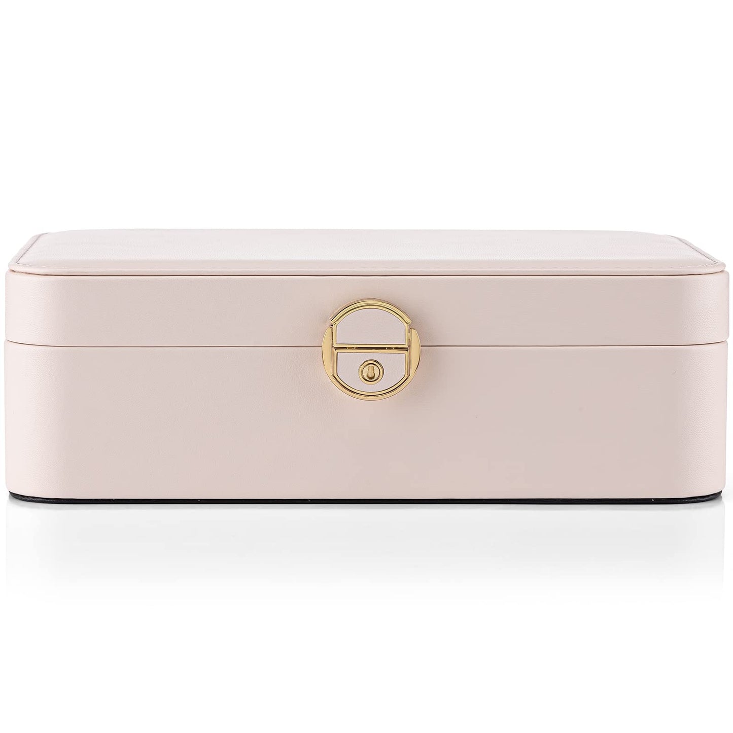 Vlando 2-Layer Jewelry Box,Valentines Day Gifts for Her Jewelry Organizer for Women Removable Jewelry Tray for Earrings Necklace,Gift Ideas,Birthday Graduation Gifts Apricot Pink