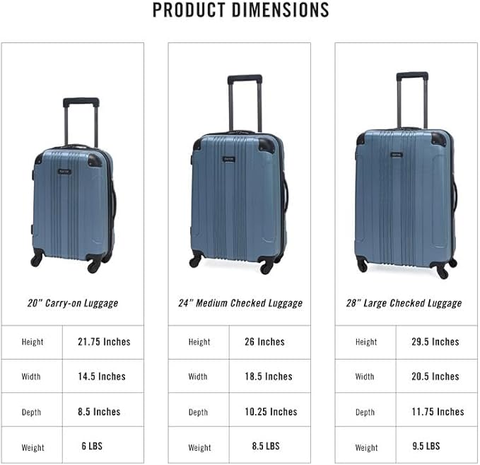 Kenneth Cole REACTION Out of Bounds Lightweight Hardshell 4-Wheel Spinner Luggage, Granite Blue, 20-Inch Carry On