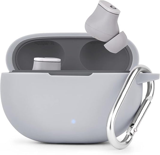 AIRSPO Silicone Case Compatible with Beats Studio Buds Case 2021 Soft Protective Cover for Beats Wireless Earbuds with Keychain (Moon Gray)