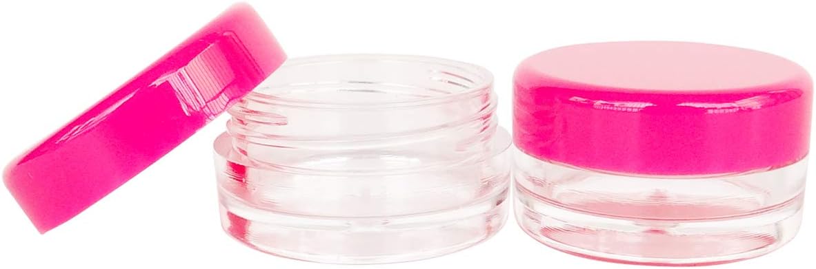Wopanxye 50pcs 3 Gram Sample Containers with Lids, 3ml Mini Makeup Jars, 3g Empty Plastic Travel Cosmetic Pot Bottle for Eye-shadow, Powder, Salves, Beads, Mascara, Toner, Essence, Lip Scrubs Balms