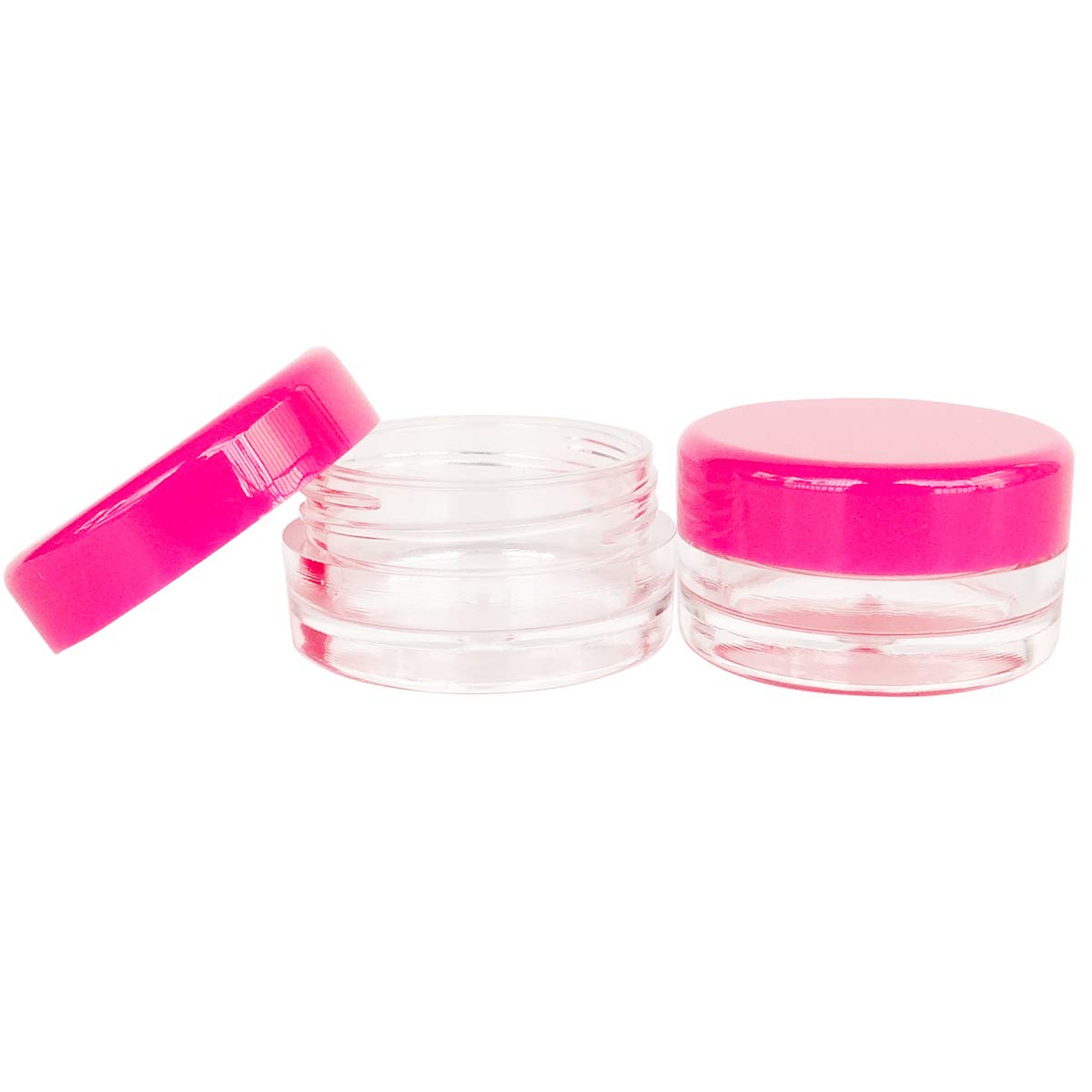 Wopanxye 50pcs 3 Gram Sample Containers with Lids, 3ml Mini Makeup Jars, 3g Empty Plastic Travel Cosmetic Pot Bottle for Eye-shadow, Powder, Salves, Beads, Mascara, Toner, Essence, Lip Scrubs Balms