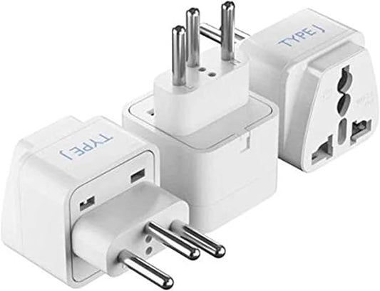 Ceptics Switzerland Travel Plug Adapter (Type J) - 3 Pack [Grounded & Universal] (GP-11A-3PK)