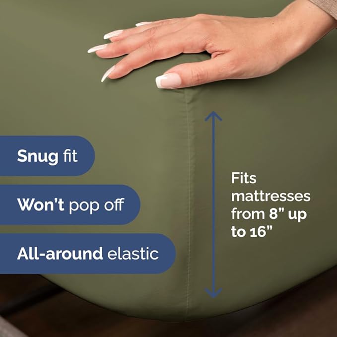 Bulk Case Pack of 10 Sheet Sets - (10) Complete Split King Size Sheet Sets with Deep Pockets - Wholesale Bulk Bedding for Hotels, Spas & Airbnbs - Breathable & Wrinkle Free - (Split King, Sage Green)