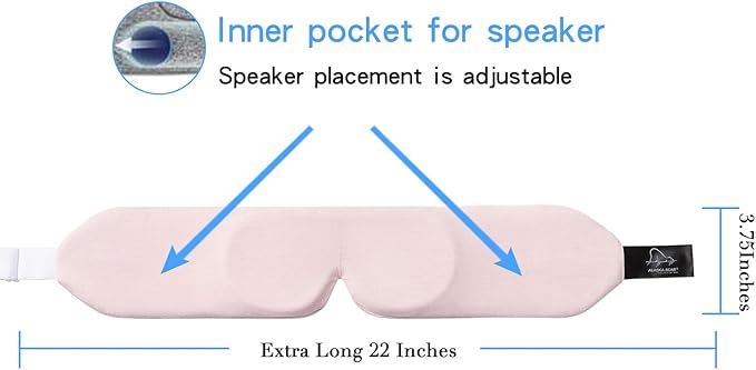 ALASKA BEAR Sleep Headphone Headband Bluetooth 5.2 HD Stereo Noise Reduction Eye Contour Built-in Mask w/Thin Speakers Wireless Audio Sports Headgear(Pink)