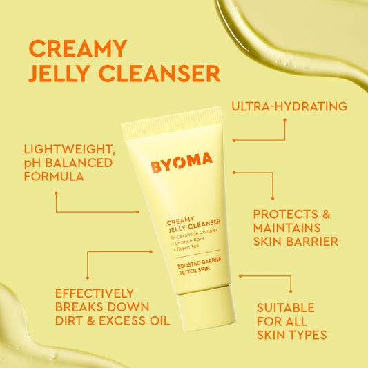 BYOMA So Bright Set - Barrier Repair Skincare Set for Brighter Skin - Creamy Jelly Cleanser, Brightening Face Serum & Ceramide Face Moisturizer - Alcohol Free Skin Care - 30ml, 15ml, 15ml