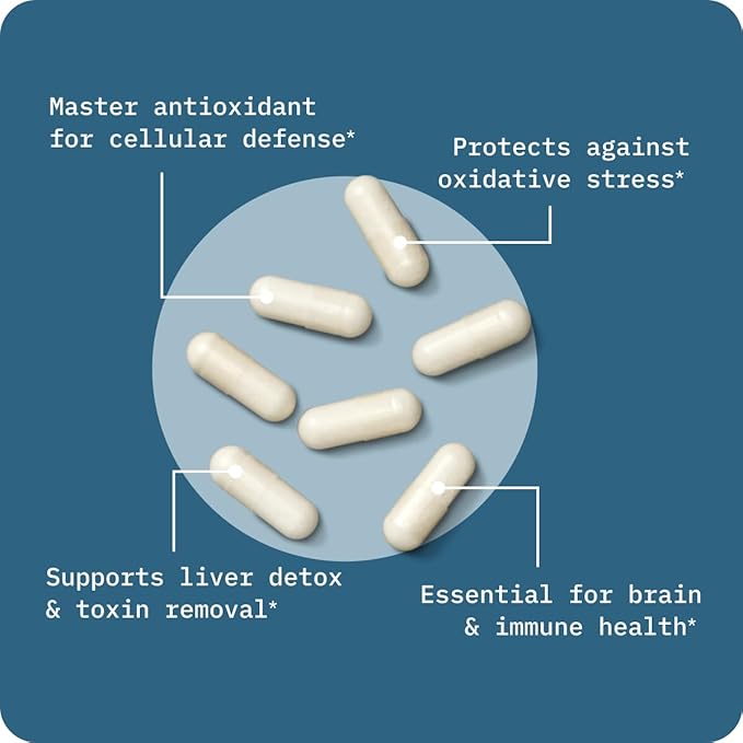 Bodybio Liposomal Glutathione | Body’s Most Powerful Antioxidant | Master Detoxification | Colon Cleanse| Optimal Cell Protection for Immune Defense | Enhanced Liposomal Absorption | 60 Capsules