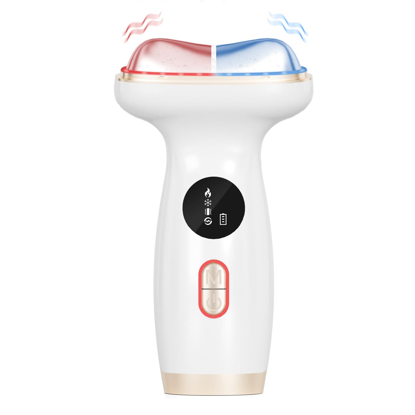 Cold Heat Facial Massager with Red Light Therapy, 7-in-1 LED Gua Sha Sculptor, Microcurrent, Vibration for Face Neck Eye Lifting, Wrinkles, Puffiness, Firming, USB-C Rechargeable Skincare Device