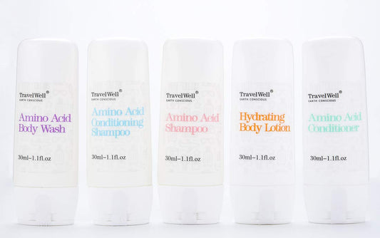 Travel Well Hotel Amenities 30ml Shampoo And Conditioner Set (25 Bottles) with Mini Soap Bars (25 Bars, 28g) - Travel Size Toiletry Kit