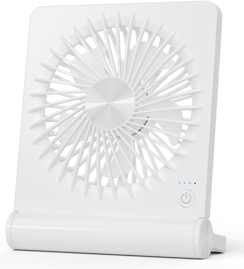 Small Desk Fan,Rechargeable USB Fan Battery Operated,Ultra Quiet, Strong Wind, 3 Speeds Travel Fans
