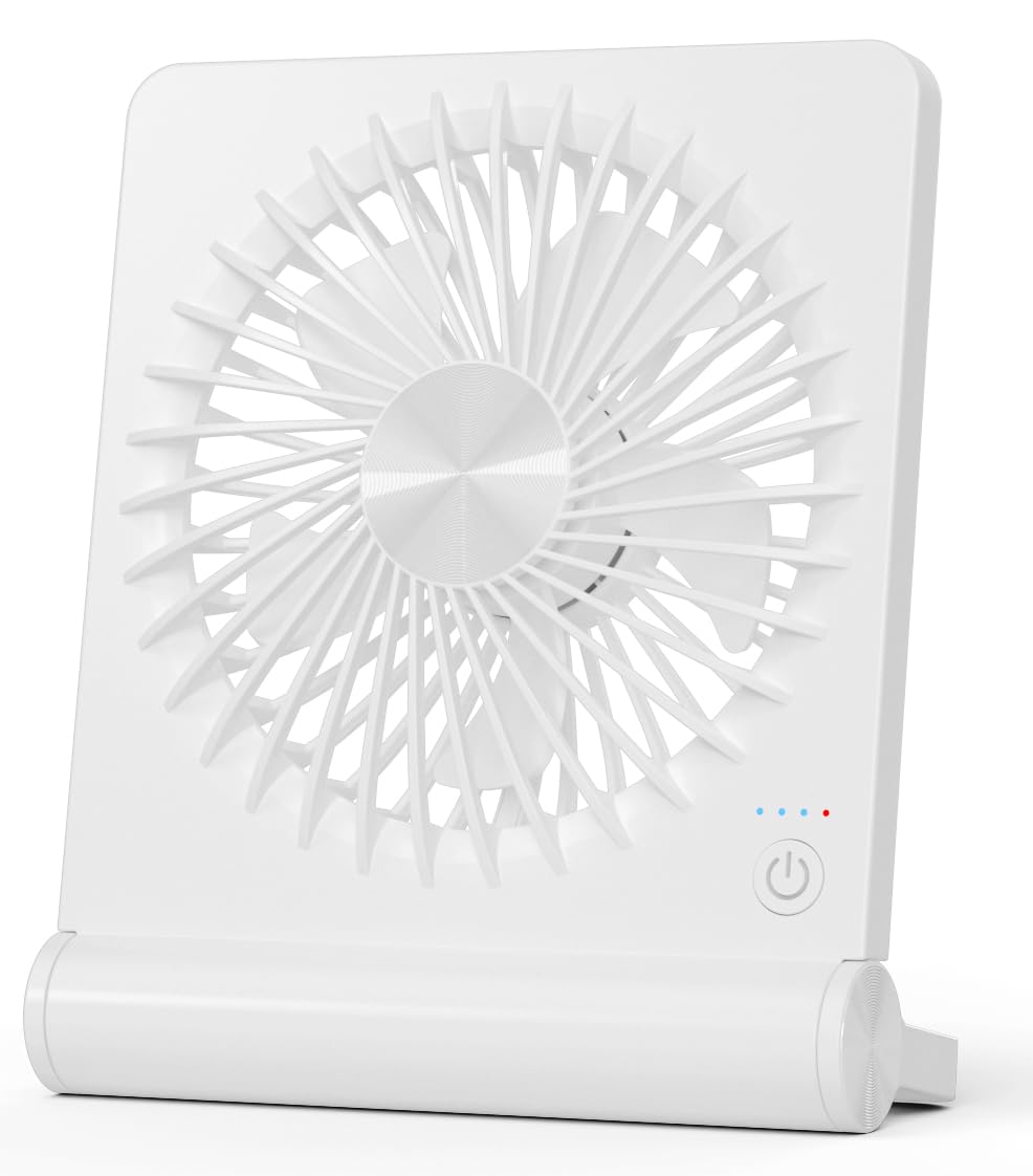 Small Desk Fan,Rechargeable USB Fan Battery Operated,Ultra Quiet, Strong Wind, 3 Speeds Travel Fans