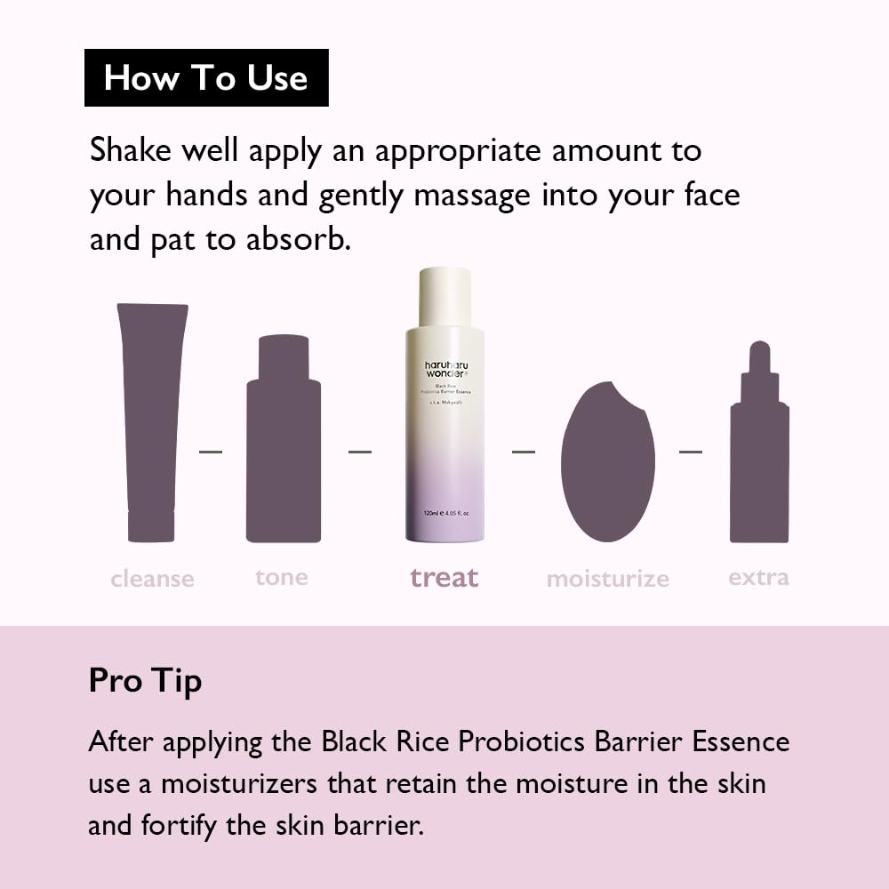 haruharu Wonder Black Rice Probiotics Barrier Essence 1.01 fl. oz., Travel Size Essence Toner to Strengthen Skin Barrier with Ceramides, Soothing, Moisturizing, Plumping, Korean Skincare