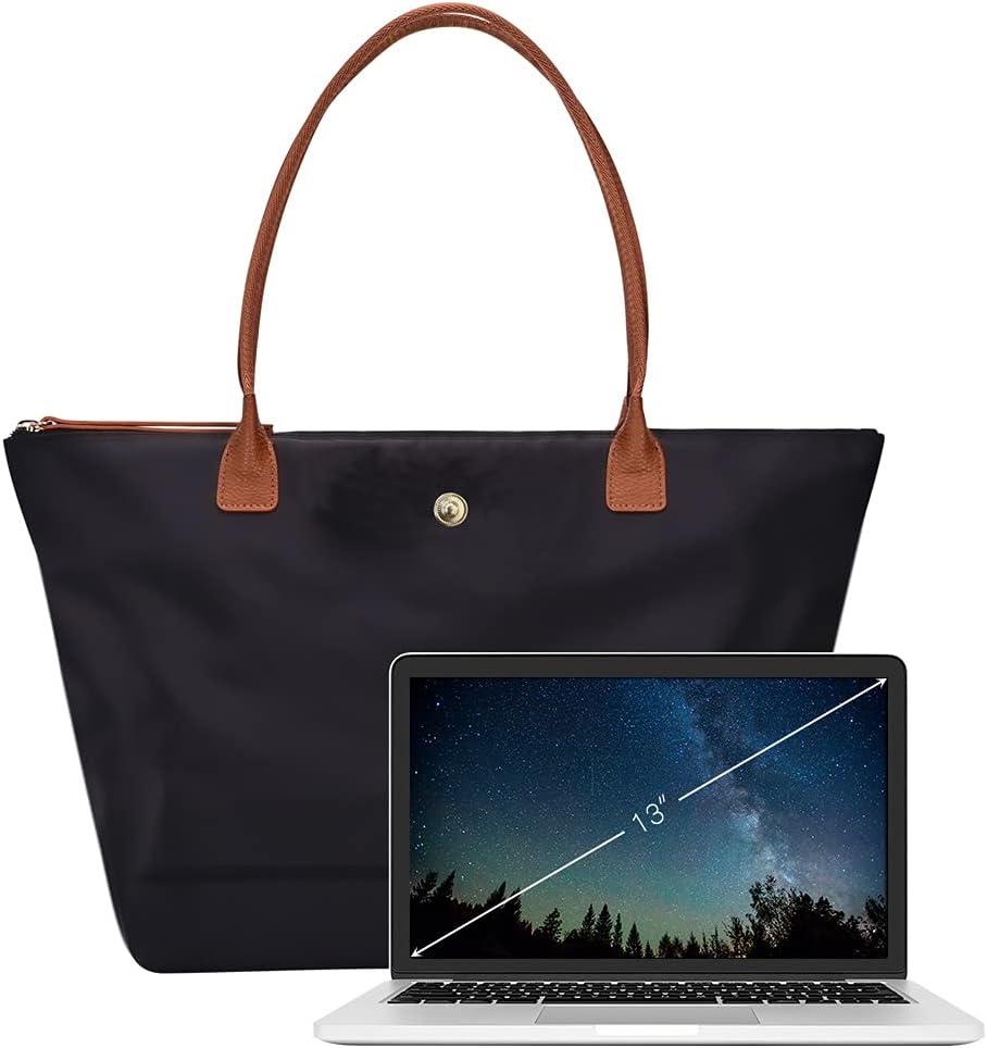 GM LIKKIE Shoulder Tote Bag for Women, Nylon Top-Handle Purse, Foldable Weekend Hobo Handbag (Black2)