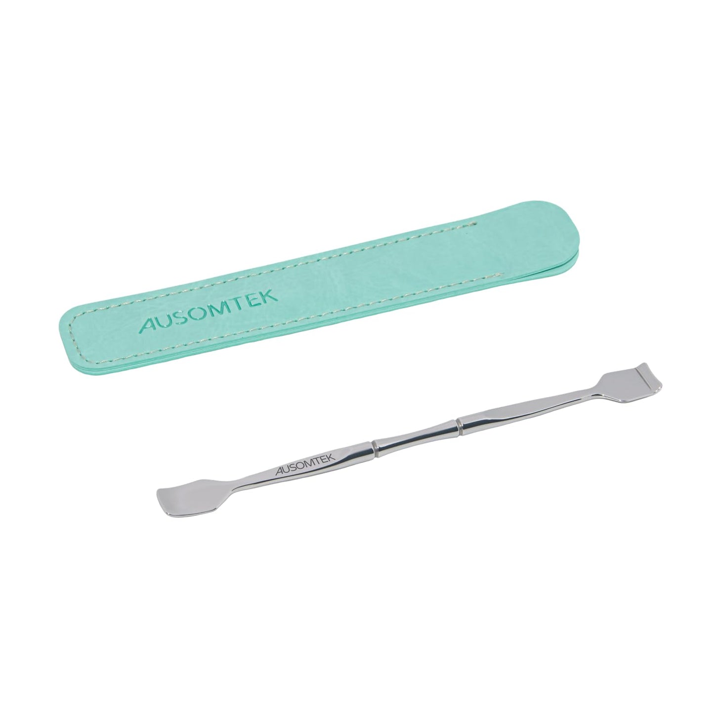 AUSOMTEK Blackhead Remover Tool, Pore Cleaner & Comedone Extractor Face Spatula, Professional Stainless Steel Whitehead & Pimple Extractor Tool for Facial Skin Care with Cyan PU Case